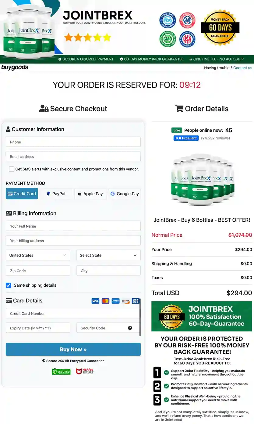 JointBrex Secure Payment - All Major Cards Accepted, SSL Encrypted